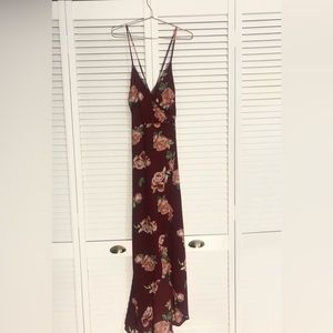 NWT Strappy Maxi Dress in Burgundy Vintage Rose Pattern
